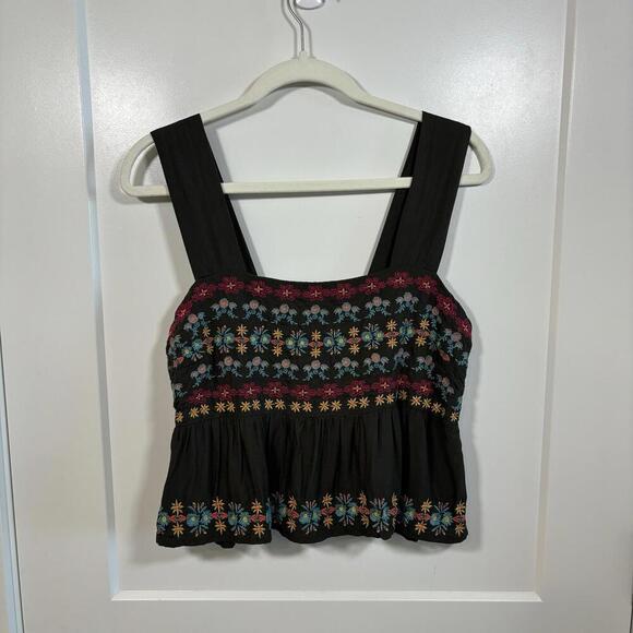 NATURAL LIFE Tops - Natural Life Women's Size M Embroidered Boho Babydoll Style Top Bohemian Smocked